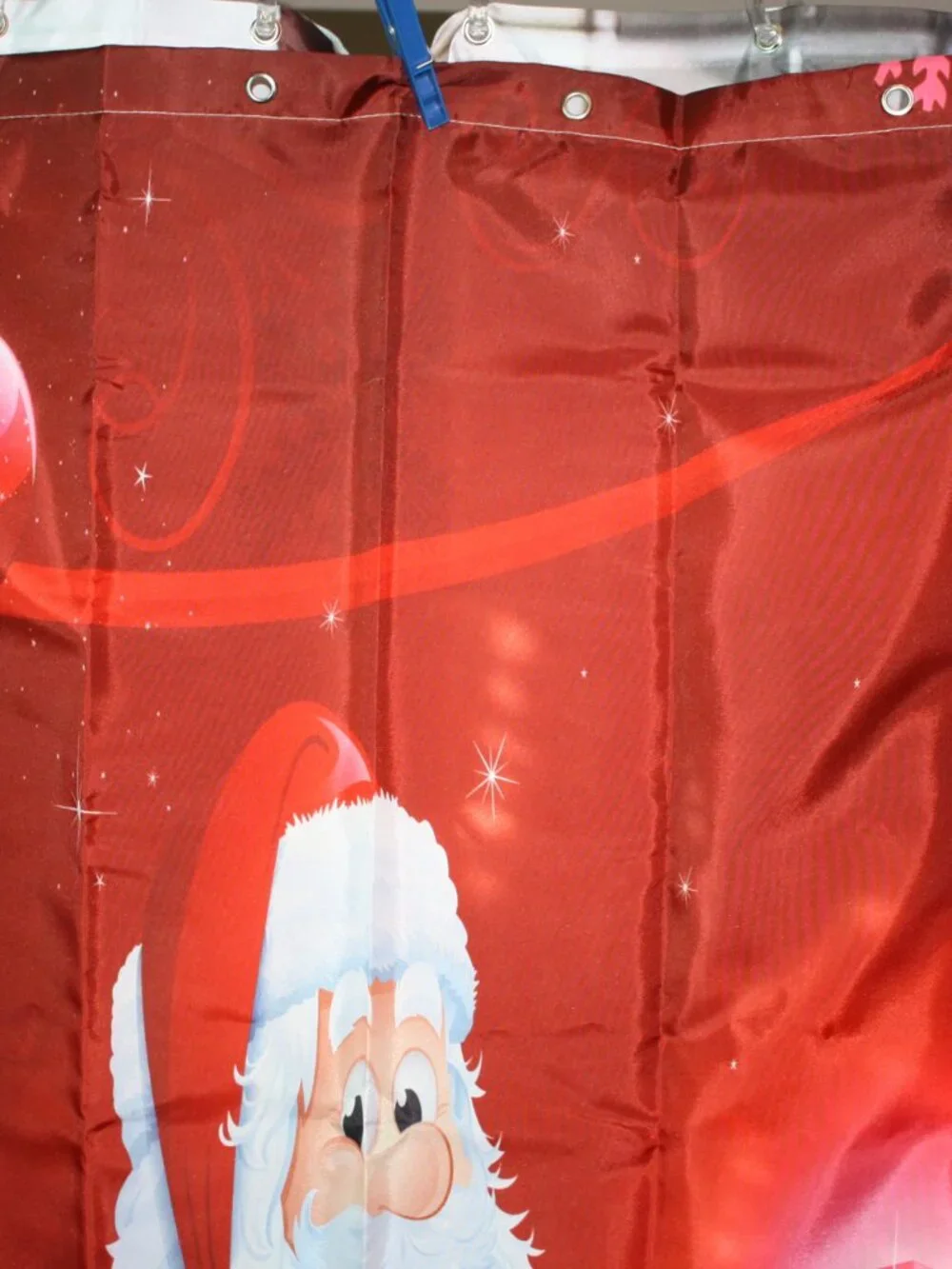 Decorative Shower Curtain, Santa Clause with rings to hang.  NWOT
